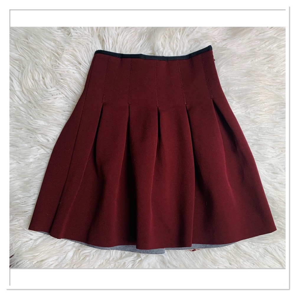 T Alexander Wang Pleated Neoprene Skirt Red Size XS